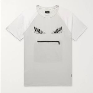 Fendi Bag Bugs Eyes Zip Pocket Tee In White